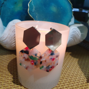 Hexagon shape with gold findings