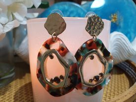Stretched irregular shaped oval resin earrings